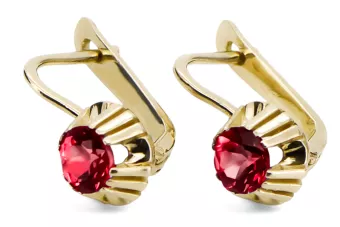 Or jaune 14 carats Rubis Des boucles d'oreilles Style vintage vec027y